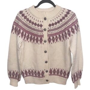 Vintage Dale of Norway Sweater Womens Size 38 Wool Fair Isle Button Cardigan